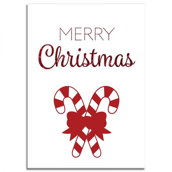Front Side - 5X7 Merry Christmas Greeting Card Candy Cane