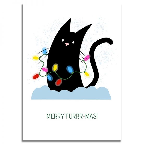 Front Side - 5X7 Merry Fur-Mas Cat Christmas Greeting Card