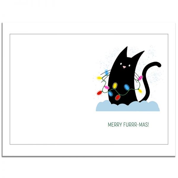 7x10 Merry Fur-Mas Cat Christmas Folded Greeting Card