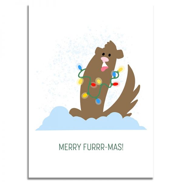 Front Side - 5X7 Merry Fur-Mas Dog Christmas Greeting Card