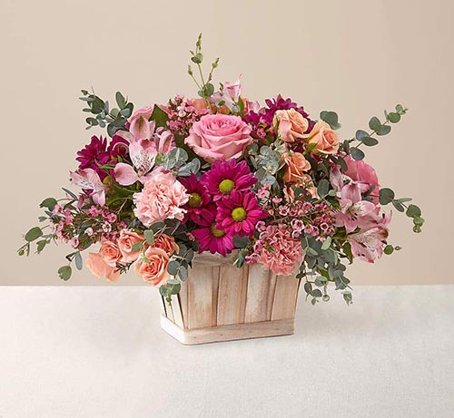 Beautiful Pink Flower Basket