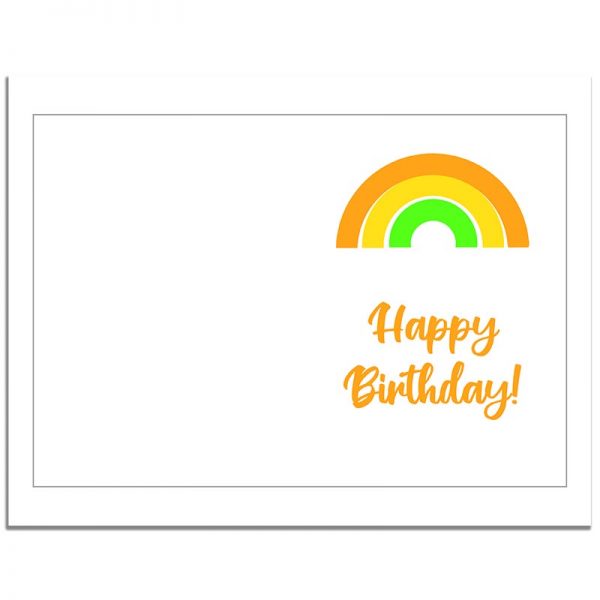 7x10 Orange Rainbow Folded Happy Birthday Greeting Card