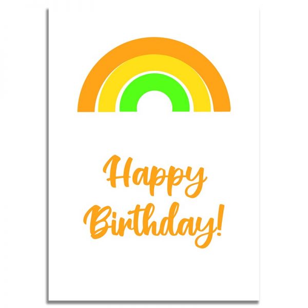 Front Side - 5X7 Happy Birthday Greeting Card Orange Rainbow