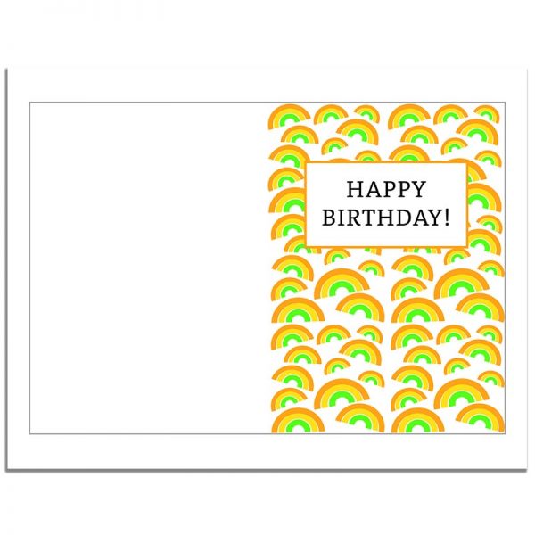7x10 Orange Rainbow Pattern Folded Happy Birthday Greeting Card