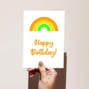 Orange Rainbow Happy Birthday Card
