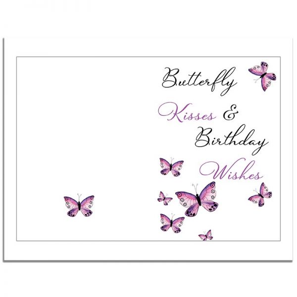 7x10 Butterfly Kisses Folded Happy Birthday Greeting Card
