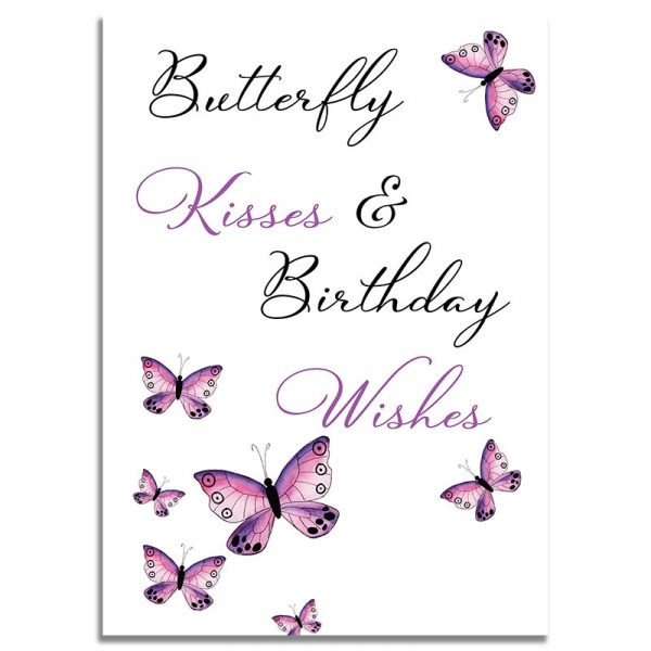 Front Side - 5X7 Happy Birthday Greeting Card Butterfly Kisses