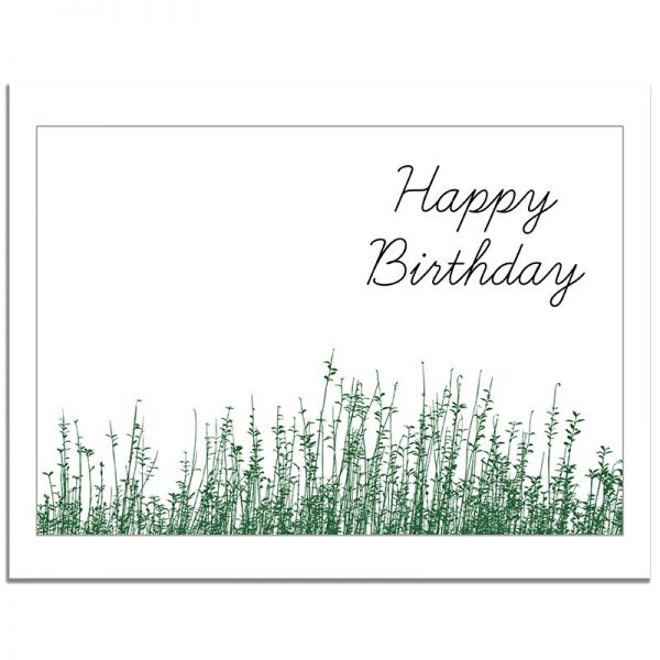 7x10 Green Grass Scenery Folded Happy Birthday Greeting Card