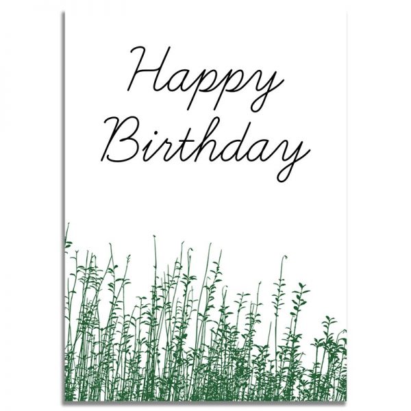 Front Side - 5X7 Happy Birthday Greeting Card Green Grass Scenery