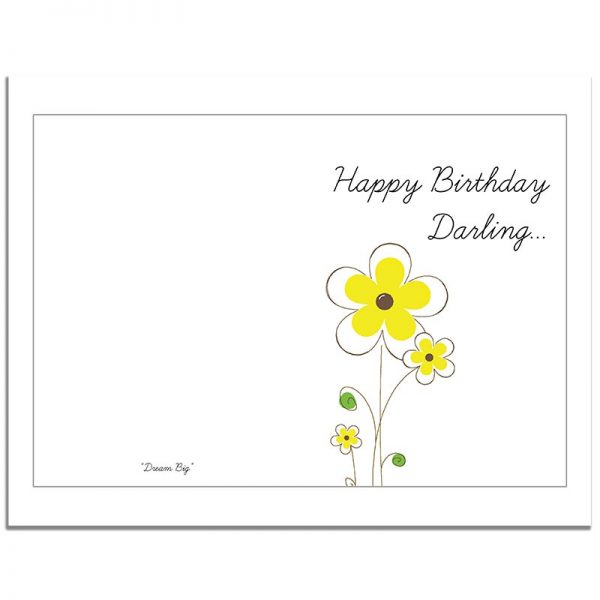 7x10 Yellow Floral Folded Happy Birthday Greeting Card