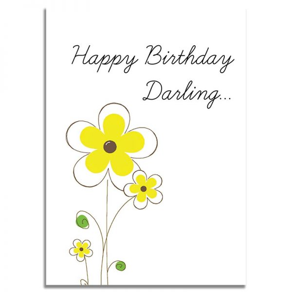 Front Side - 5X7 Happy Birthday Greeting Card Yellow Floral