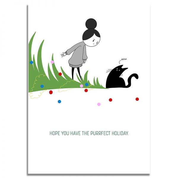 Front Side - 5X7 Purr-fect Holiday Funny Christmas Greeting Card