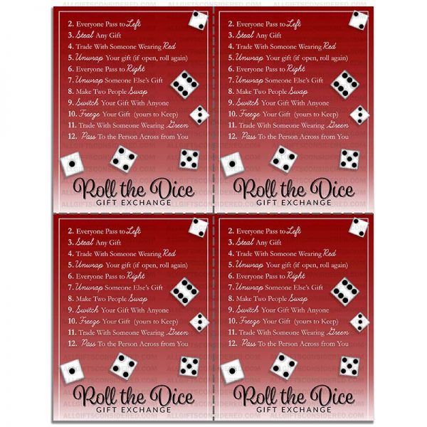 Example Photo for the Roll the Dice Gift Exchange Game - Sharable Sheet