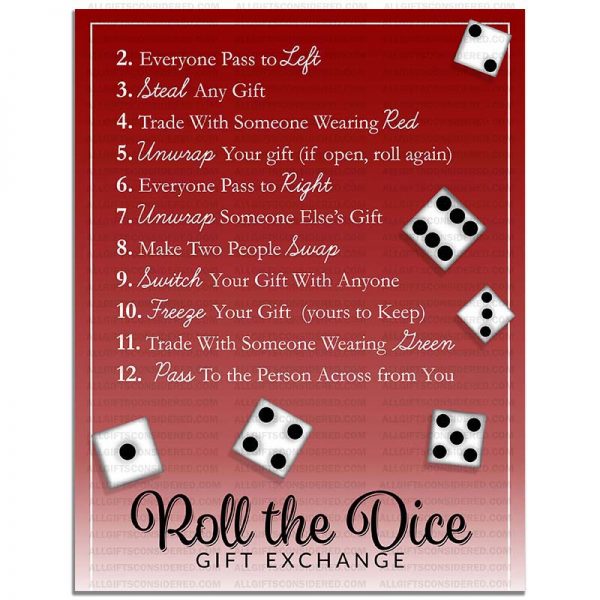 Example Photo for the Roll the Dice Gift Exchange Game