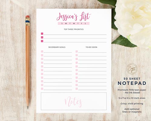 Personalized To Do Notepads