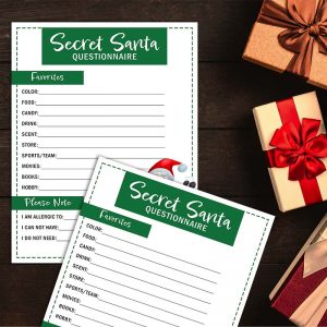 Sample Photo - Secret Santa Questionnaire Sheet