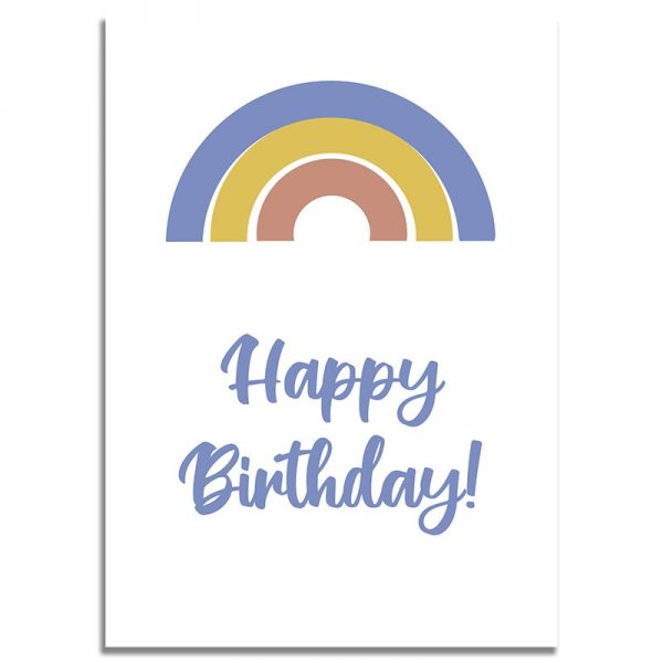 Front Side - 5X7 Happy Birthday Greeting Card Purple Rainbow