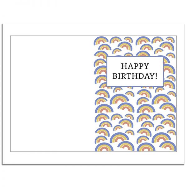 7x10 Purple Rainbow Pattern Folded Happy Birthday Greeting Card