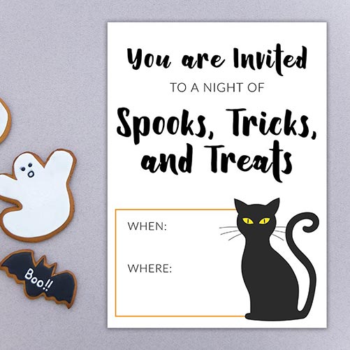Instant Download Halloween Invite: Black Cat