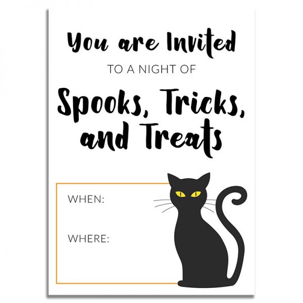 5x7 Black Cat Halloween Invitation Download