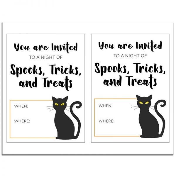 8.5x11 Black Cat Halloween Invitation Download