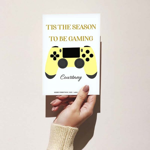 Customizable Christmas Gamer Card: Yellow Controller