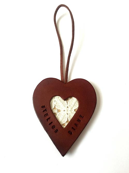 Personalized Leather and Lace Heart