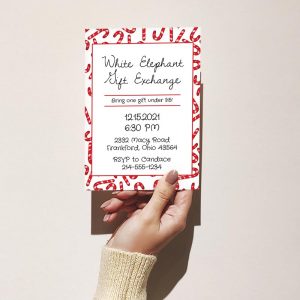 Template Photo Gift Exchange Customizable Invitation Card: Candy Cane Madness