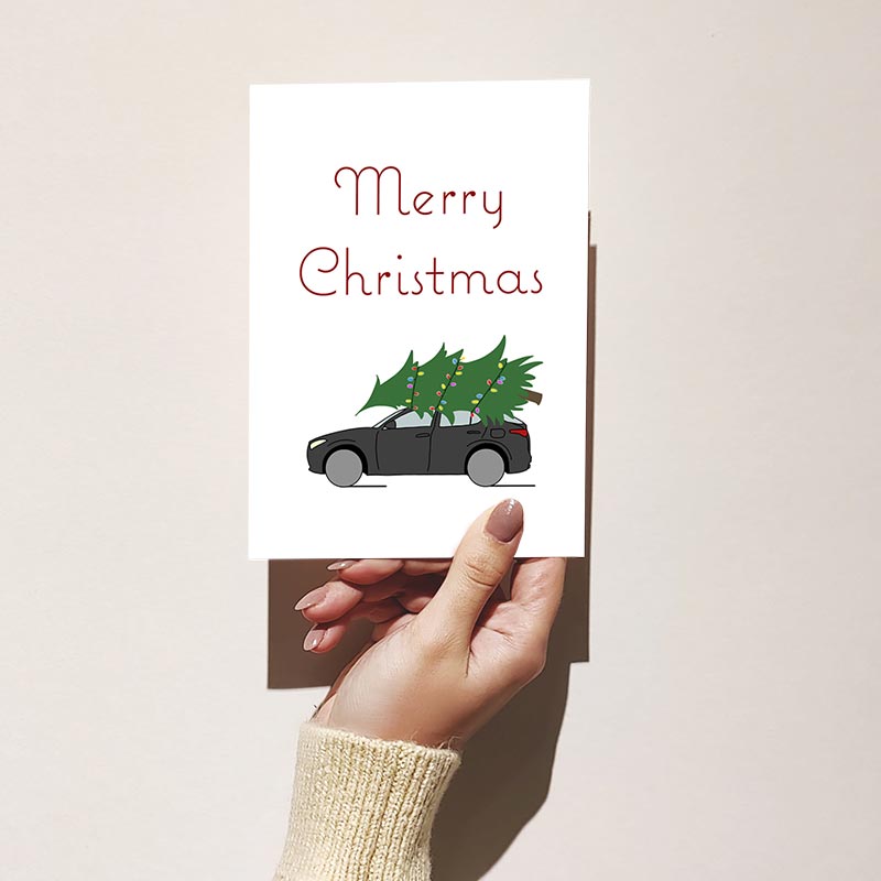 Classic Tree on an SUV Christmas Card