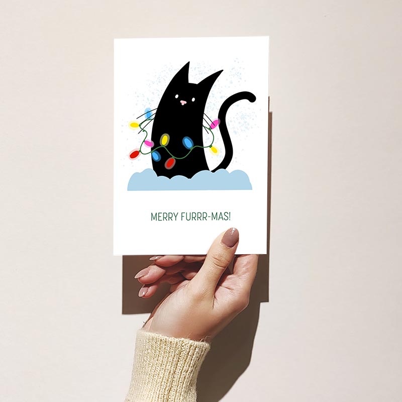 Merry Fur-Mas Cat Christmas Card
